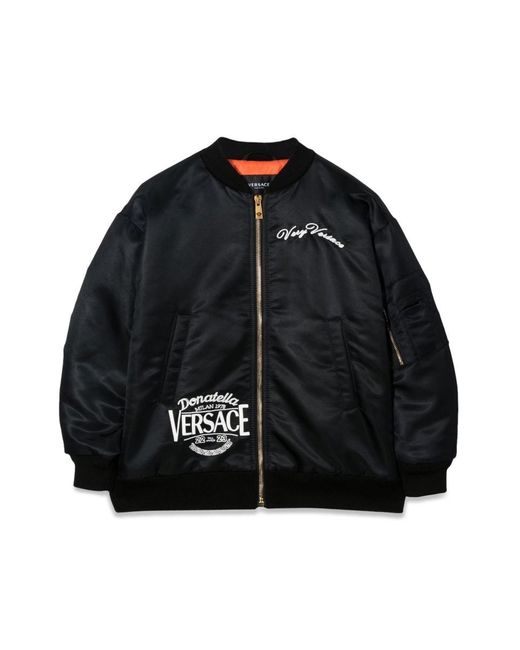 Versace Black Mini Embroidered Bomber Jacket