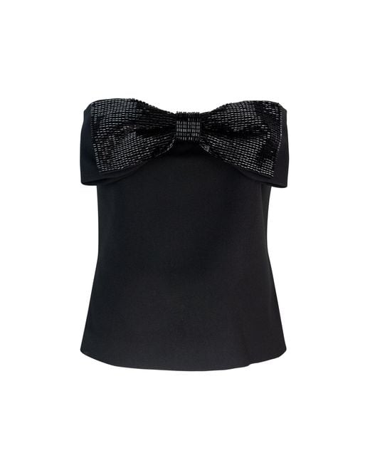 Self-Portrait Black Self -Portrait Top A Fascia Con Fiocco Oversize Nero