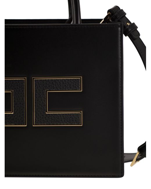 Elisabetta Franchi Black Small Tote Bag With Logo