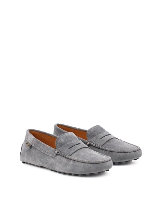 Tod's Gray Gommino Suede Leather Loafers for men