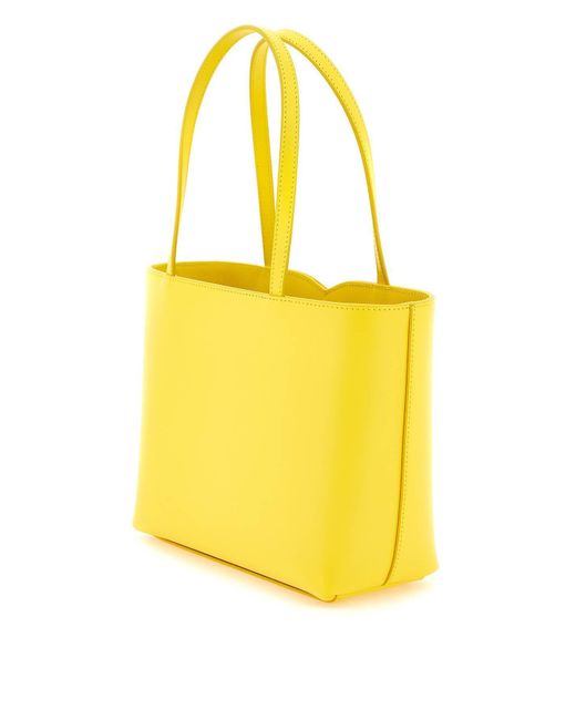 Bolso tote de cuero con logo Dolce & Gabbana de color Yellow
