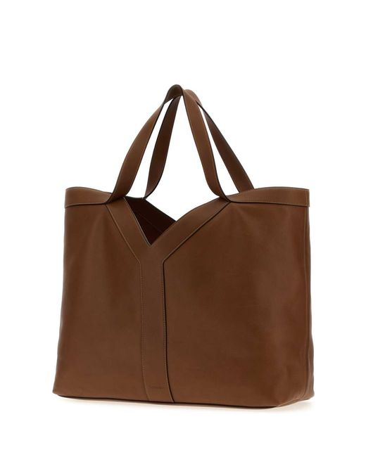 Saint Laurent Brown Leather Oversize Shopping Bag for men