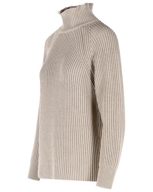 Max Mara Natural 'Camino' Oversized Sand Cotton Cordonetto Sweater