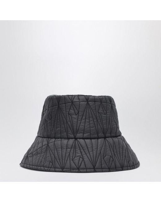 Moncler Gray Quilted Hat With Logo Patch for men
