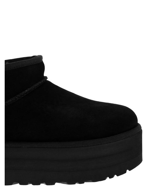 Ugg Black Ultra Mini Classic Boots With Plateau