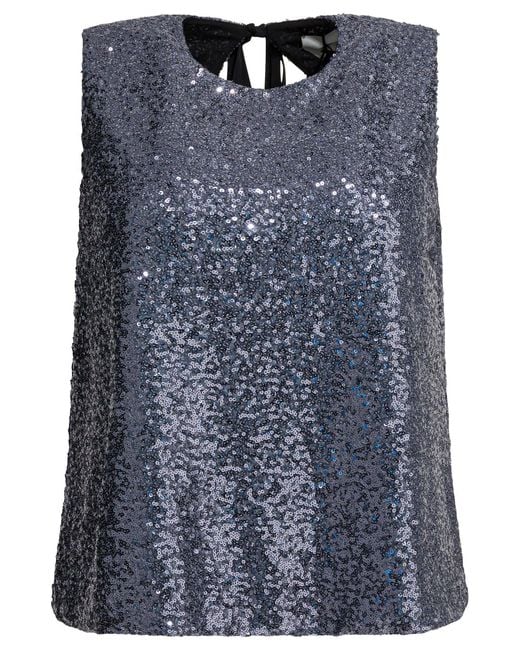 Semler Blue Sequined A-line Top Tops Grey