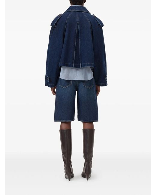 Closed Blue Cropped Trench
