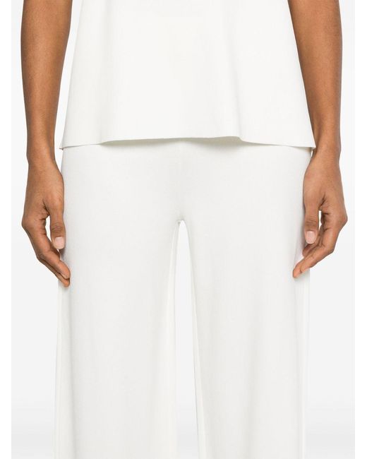 P.A.R.O.S.H. Gebreide Wijd Uitlopende Broek in het White