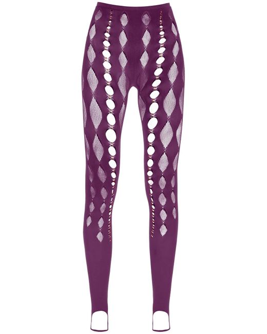 Rui Beaded Doorkijk Door leggings in het Purple