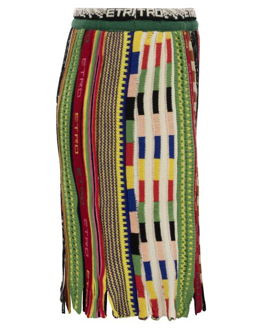 Rainbow Jacquard Knit Skirt Etro de color Multicolor