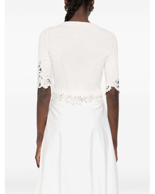 Ermanno Scervino White Embroidered Cotton Cardigan