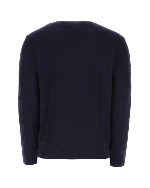 Polo Ralph Lauren Blue Logo Embroidered Knit Jumper for men