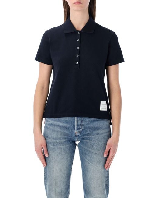 Thom Browne Blue Relaxed-Fit Cotton Polo Shirt