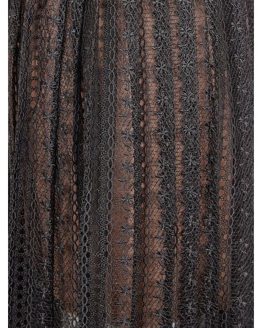 Self-Portrait Gray Organza Lace Midi Skirt
