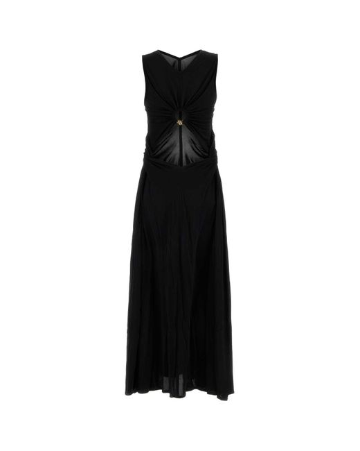 Bottega Veneta Black Open Back Gathered Side T-Shirt Dress For