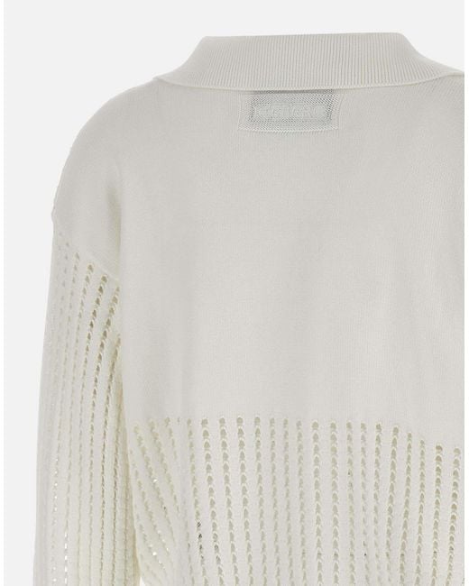 Polo de algodón con rayas perforadas Iceberg de color White