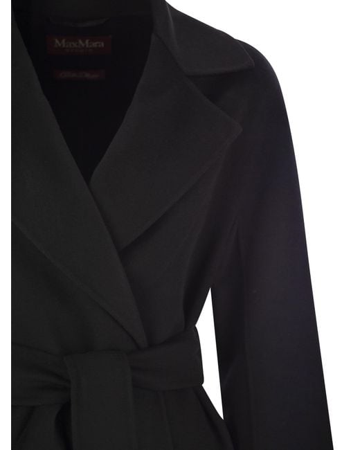 Max Mara Black Cles Wool, Cashmere And Silk Coat