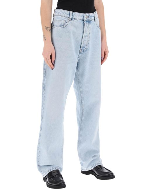 AMI Wide Leg Denim Jeans Met Een Ontspannen Pasvorm in het Blue voor heren