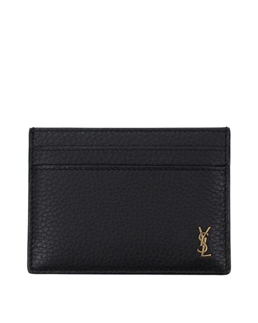 Saint Laurent Black Tiny Cassandre Leather Document Holder