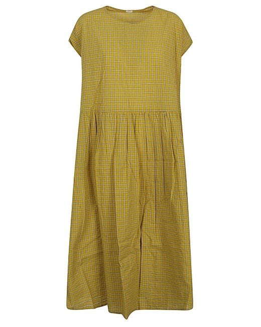 Apuntob Green Tartan Print Cotton Midi Dress