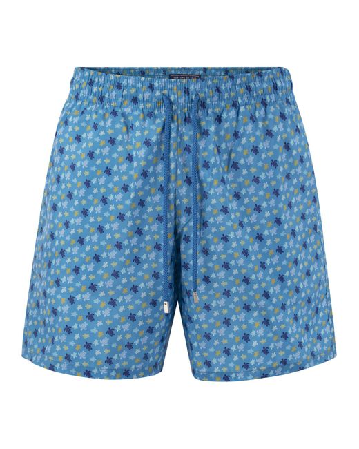 Vilebrequin Blue Ultralight And Foldable Patterned Beach Shorts