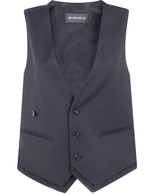 Ann Demeulemeester Janessa Twisted Clousure Wilat Met Ruwe Rand Katoen Detail in het Blue