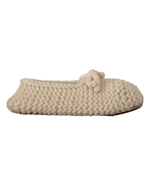 Dolce \u0026 Gabbana Witte Instapper Ballerina's Wollen Gebreide Schoenen in het  Zwart | Lyst NL