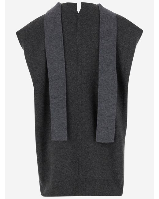 Carven Black Cashmere Top With Neck Scarf