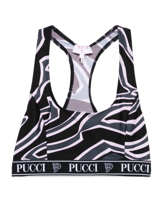Emilio Pucci Black Printed Bra
