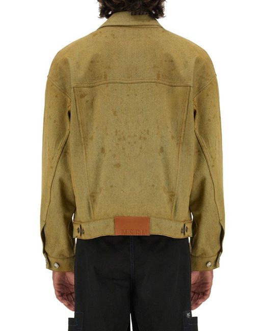 MSGM Green Denim Jacket Dyed