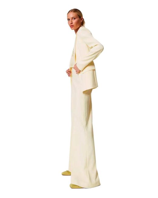 Twinset Yellow Vanilla Wide Leg Trousers