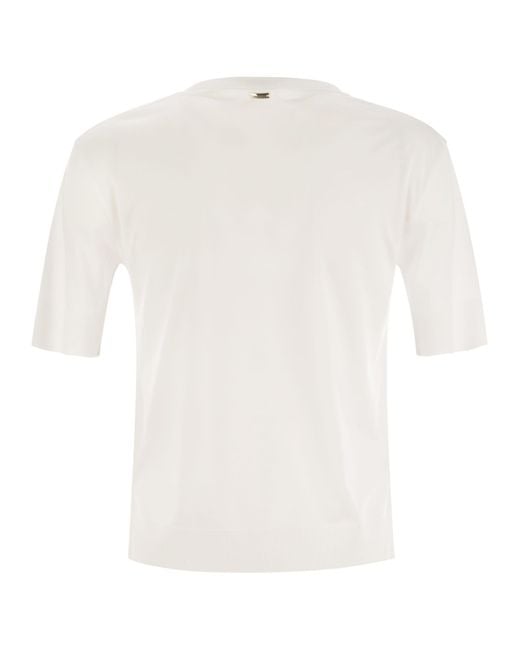 Herno White Lyocell And Cotton T-Shirt