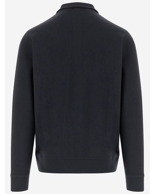 Vince Blue Cotton Blend Zip-Up Sweater for men
