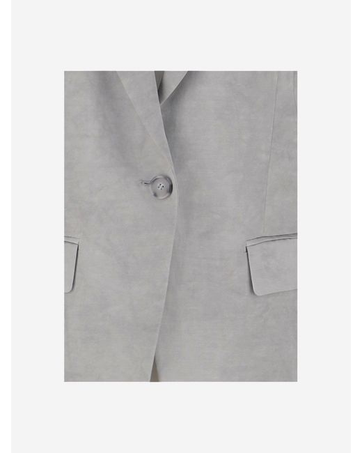 Pinko Gray Viscose Mischung Single Breasted Blazer
