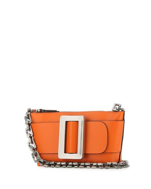 Boyy Orange Leather Buckle Shoulder Bag