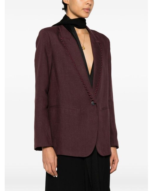 Forte_forte Purple Linen Single-Breasted Jacket