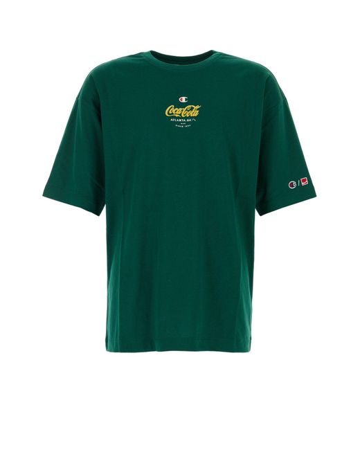Champion Green Crewneck Logo Print T-Shirt for men