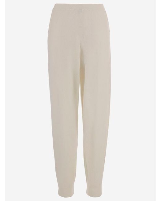 Allude White Wool And Cashmere Pants