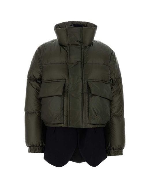Sacai Green Nylon Down Jacket