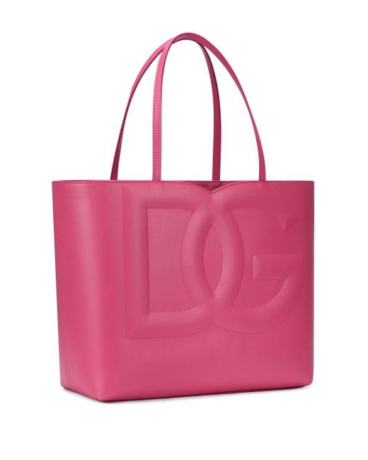 Dolce & Gabbana Pink Mittelgroßer Shopper Aus Kalbsleder Mit Logo