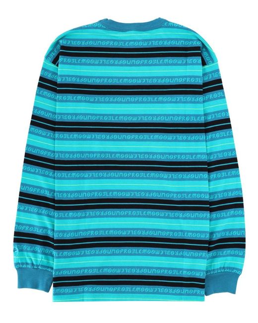 No Problemo Blue T Shirt A Righe Jacquard
