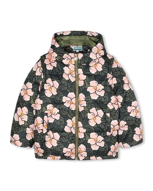 KENZO Gray Down Jacket With Removable Sleeves