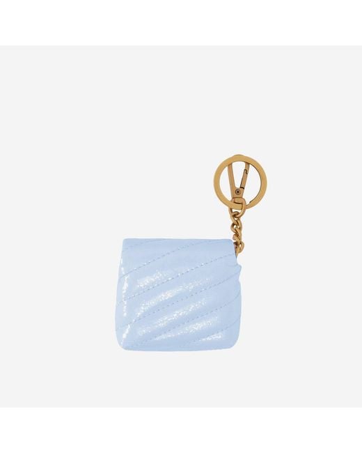 Pinko Blue Glossy Leather Airpods Love Bag Case