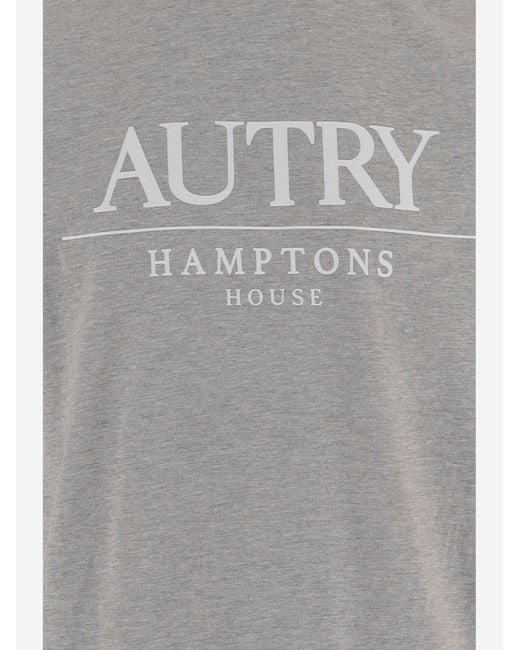 Autry Gray Cotton Blend T Shirt With Logo for men