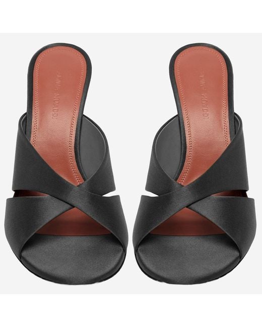 AMINA MUADDI Black Salma Satin Sandals