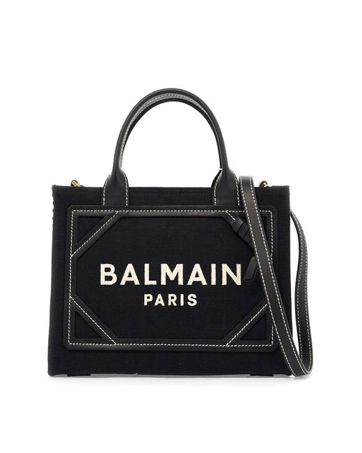 Balmain Black Canvas B-army Tote Bag