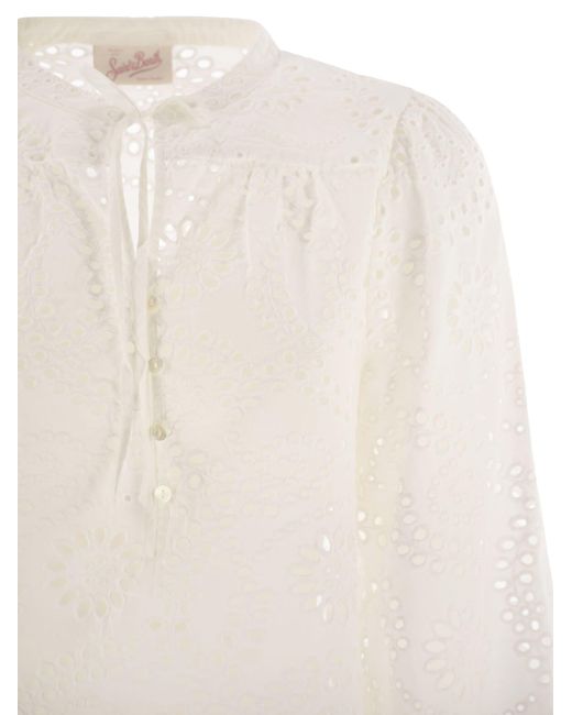 Mc2 Saint Barth Harper -shirt Met Mandarijnkraag in het White