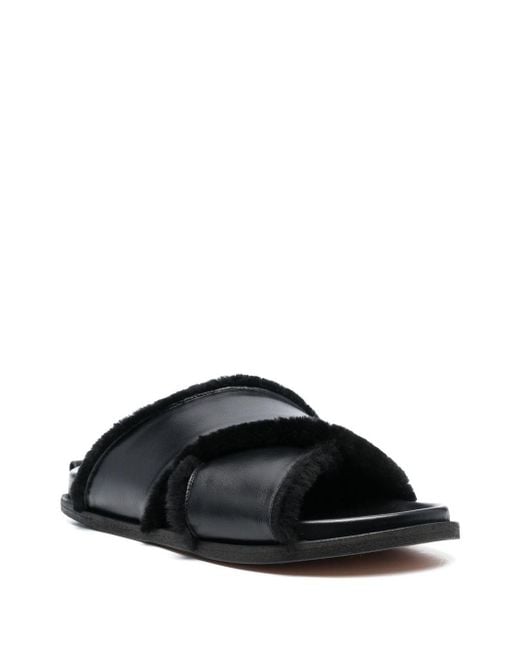 Forte_forte White Shierling And Leather Crossed Sandals