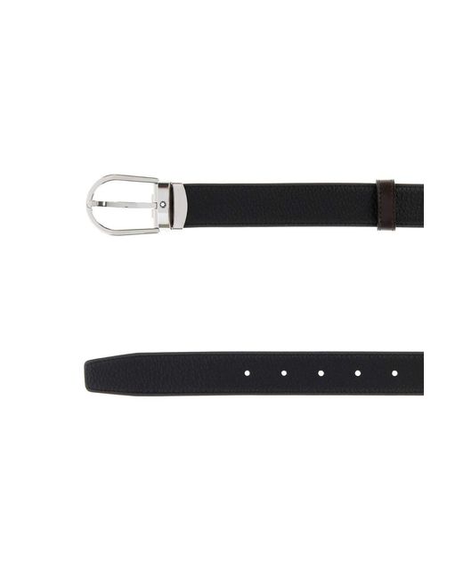 Montblanc Black Leather Reversible Belt for men