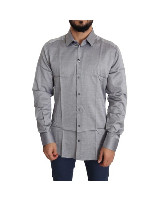Dolce \u0026 Gabbana Gray Cotton Formal Gold 